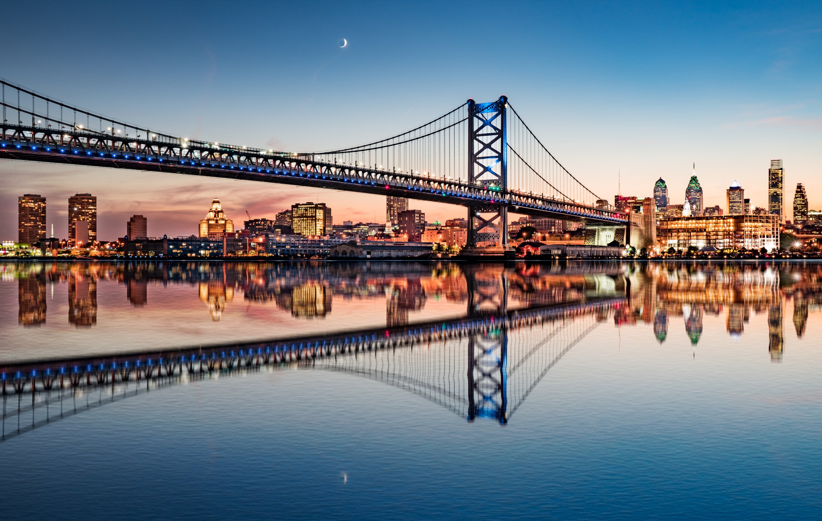 Philadelphia Night Skyline Refection